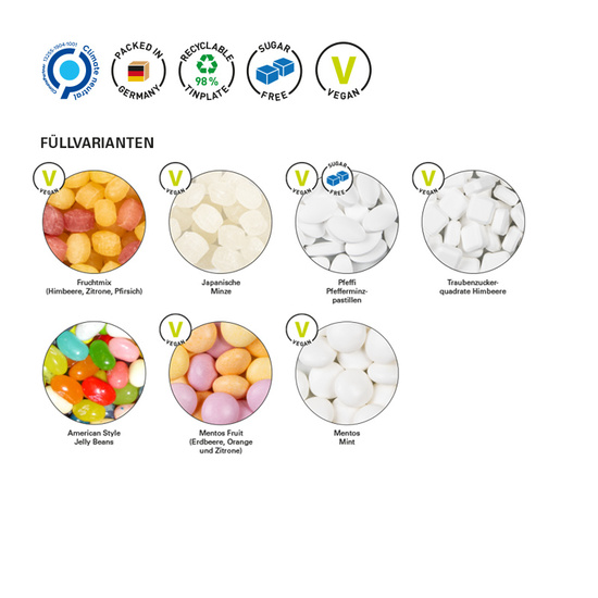 Klappdose, silber-blank, Mentos Kaudragee Mint