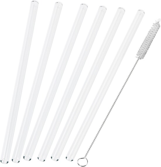 6er Glastrinkhalm Set + Bürste