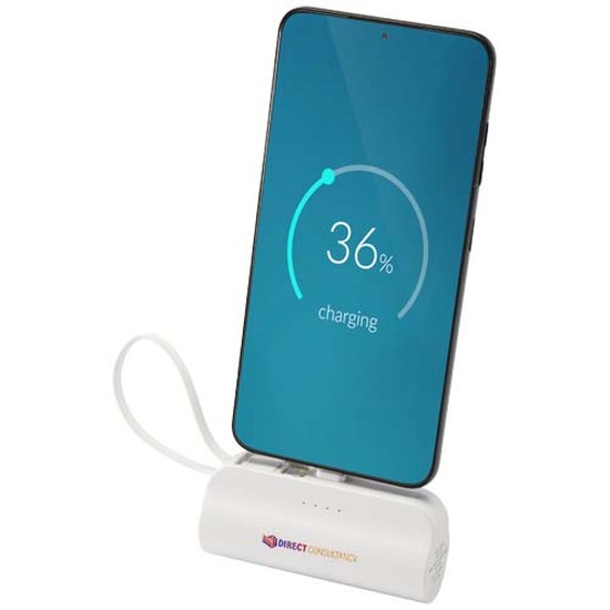Alnair 10 W 5000 mAh Typ C Powerbank aus recyceltem Kunststoff mit integriertem Klappständer und 2 in 1 Kabel