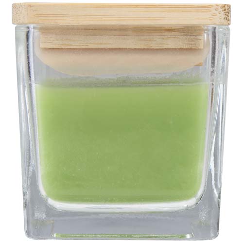 Ambra Quadratische Glaskerze mit Bambusdeckel