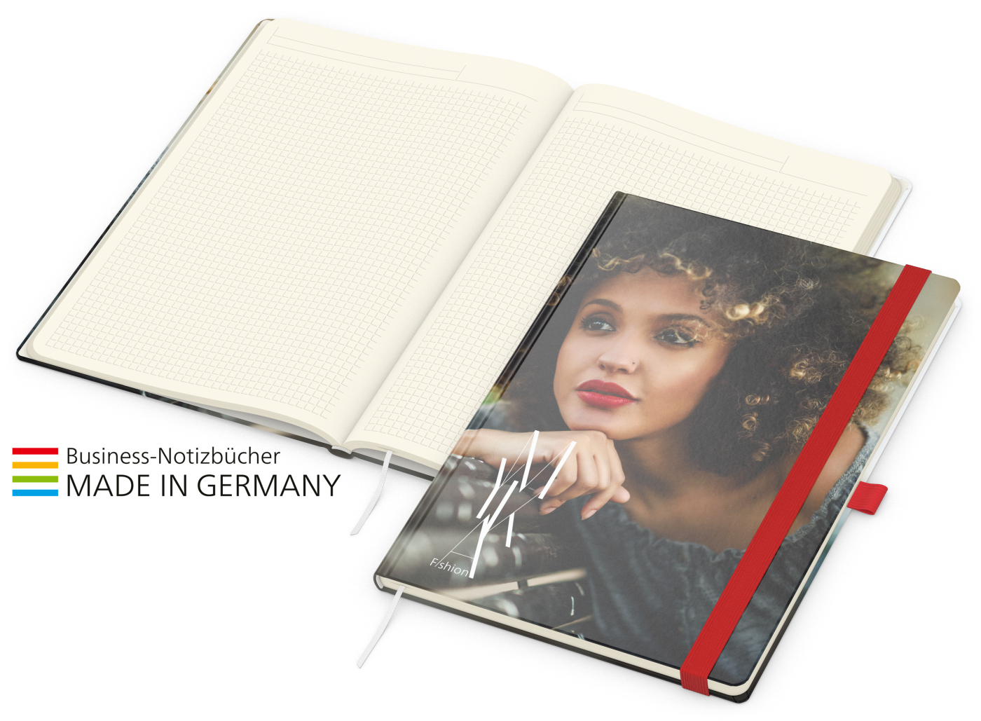 Notizbuch Match-Book Creme Bestseller A4 Cover-Star matt-individuell, rot