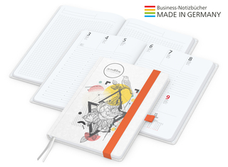 Buchkalender Match-Hybrid White Bestseller A4, Natura individuell, orange