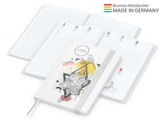 Buchkalender Match-Hybrid White Bestseller A4, Natura individuell, silbergrau