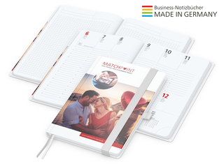 Buchkalender Match-Hybrid White Bestseller A5, Cover-Star gloss-individuell, weiß