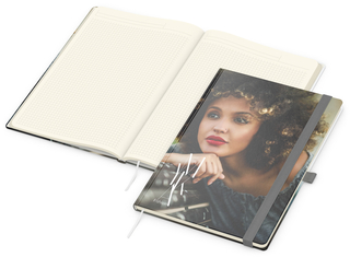 Notizbuch Match-Book Creme Bestseller, A4, Cover-Star, matt-individuell, silbergrau