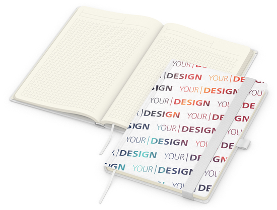 Notizbuch Match-Book Creme Bestseller, A5, Natura, individuell, weiß