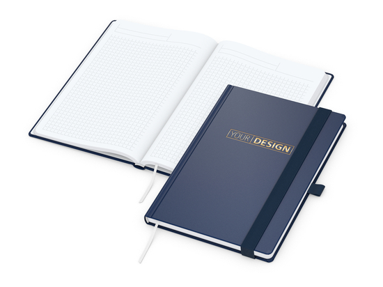 Notizbuch Vision-Book White Bestseller, A5, dunkelblau inkl. Goldprägung