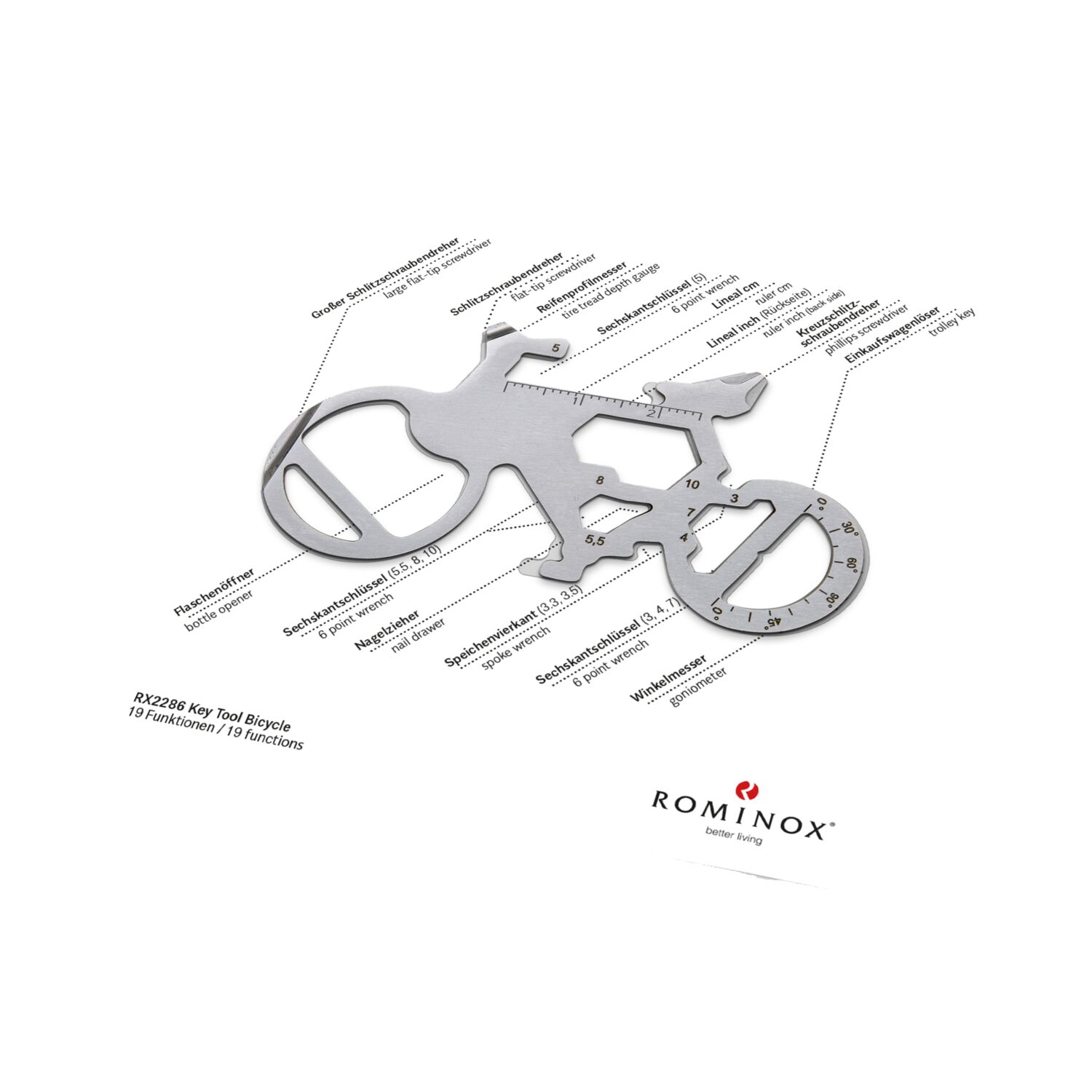 ROMINOX® Key Tool Bicycle (19 Funktionen) Merry Christmas 2K2102l