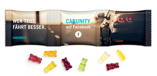 3er Kettenbeutel 15 g Gummibärchen Standard-Folie weiß