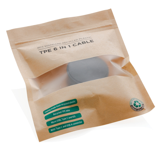 6-in-1 Kabel aus TPE und RCS Standard recyceltem Kunststoff