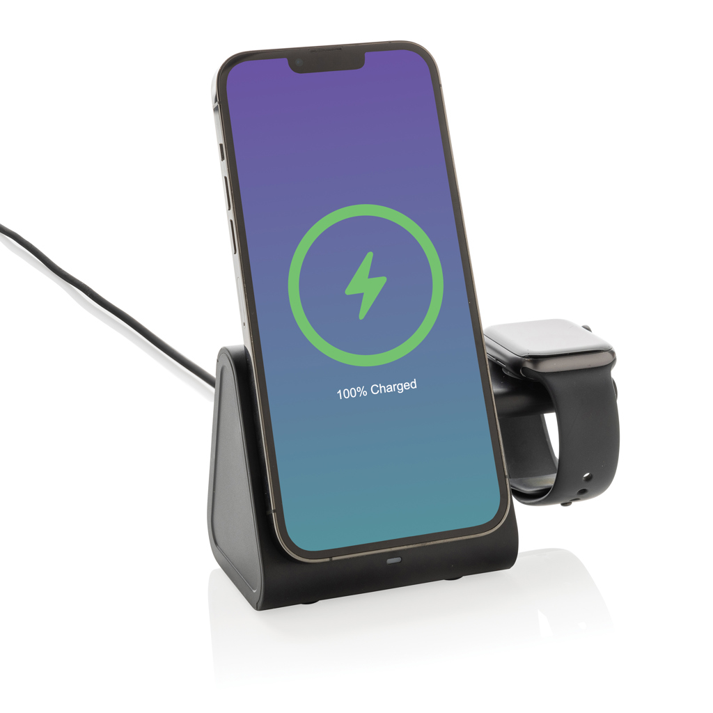 Powerbase 3-in-1-Charger aus RCS Kunststoff mit Powerbank