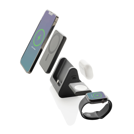 Powerbase 3-in-1-Charger aus RCS Kunststoff mit Powerbank