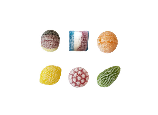 Beutelschachtel mit Bonbons, Inhalt: Bonbons Trikolore