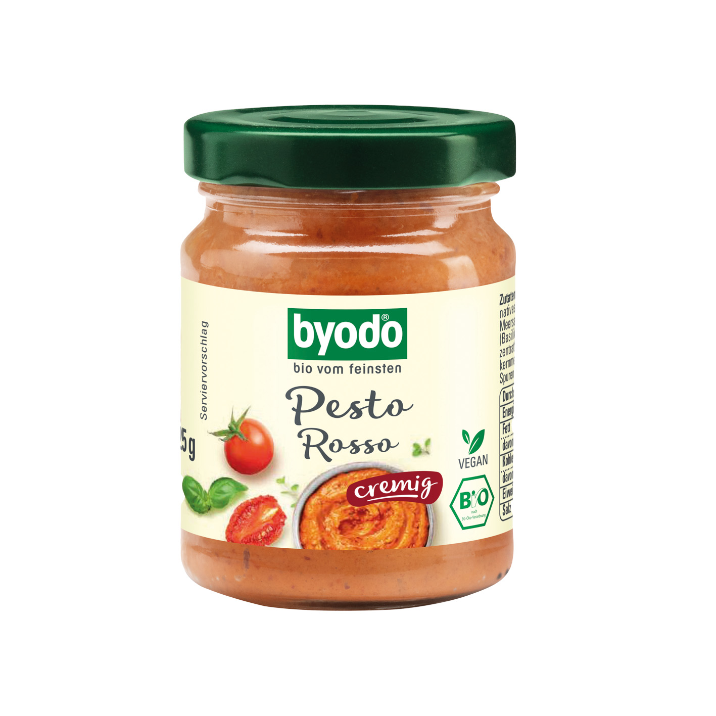 BIO Pesto im Werbekarton, Inhalt: Bio Pesto Rosso, vegan