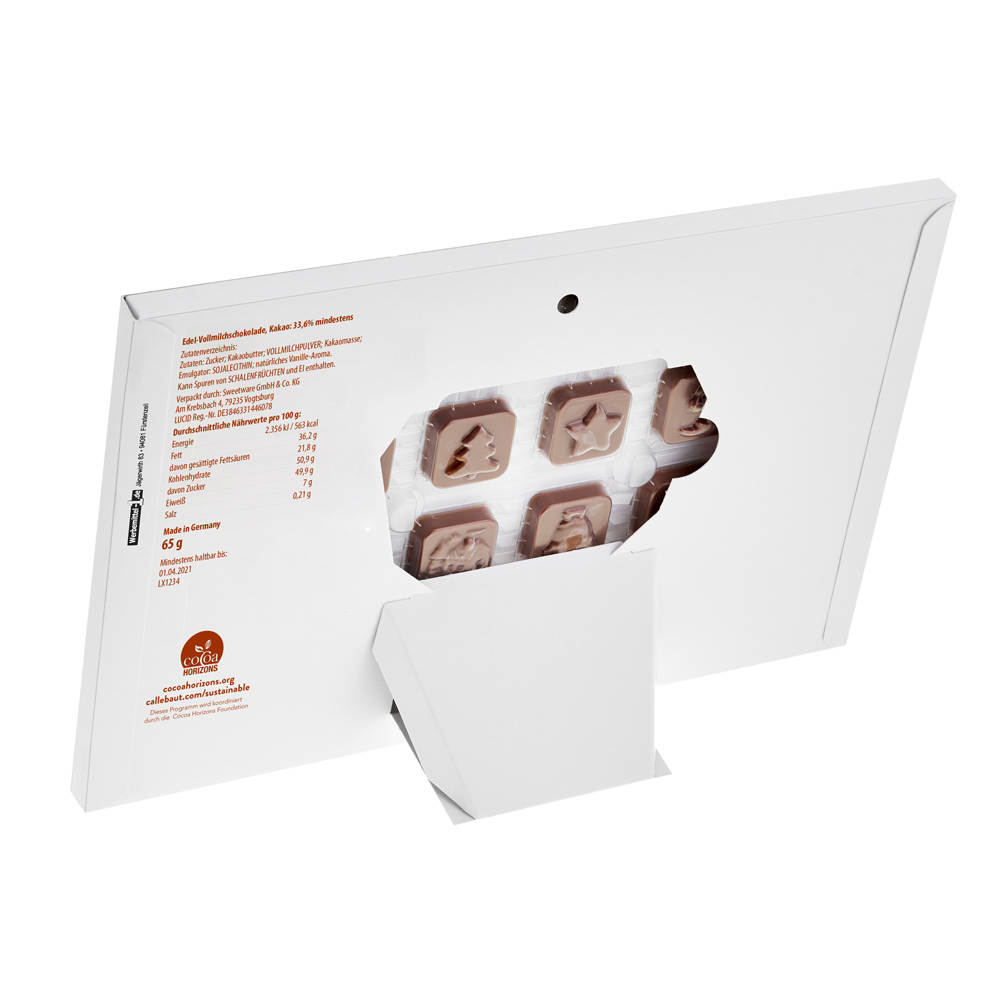 Tisch Adventskalender Standardmotiv, Inhalt: Callebaut Vollmilch Schokolade Kalender ca. 60 g