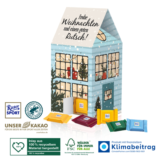 Adventskalender-Haus „XL“ mit Ritter SPORT Schokolade