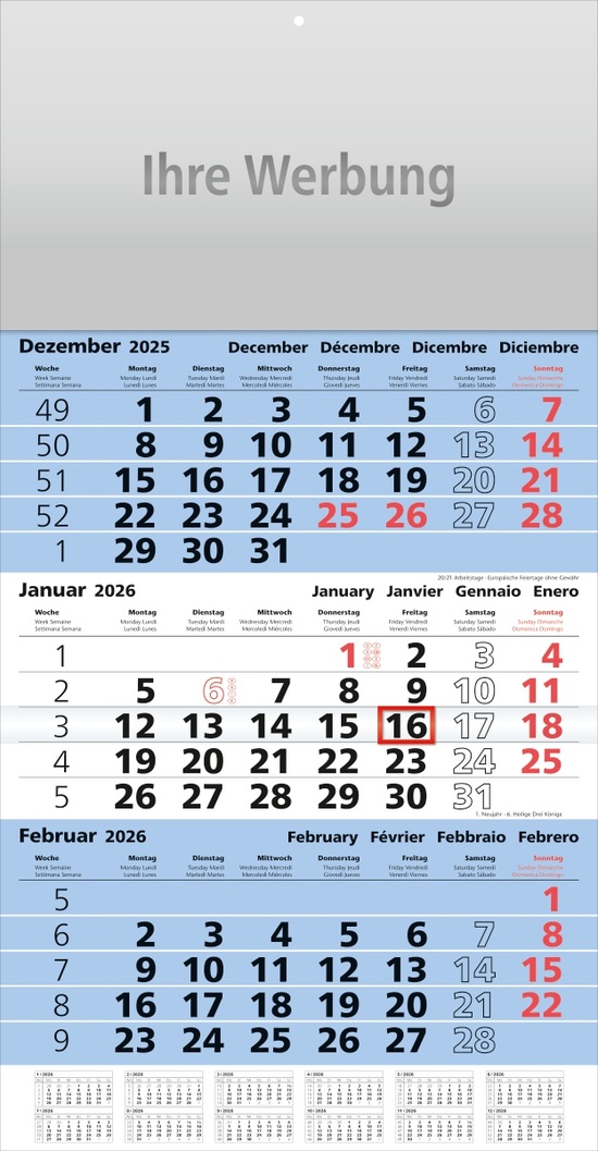 Dreimonatsplaner Assistent-plus blau