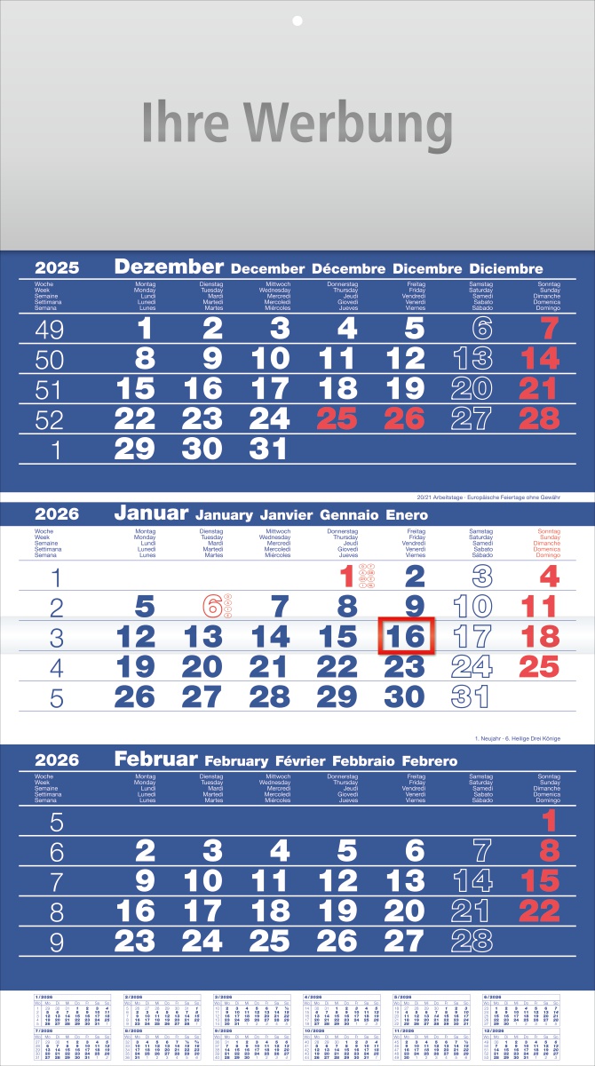 Dreimonatsplaner Assistent-plus dunkelblau