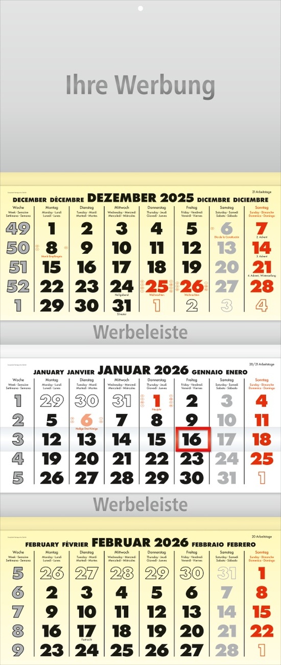 Dreimonatsplaner Business-trio gelb