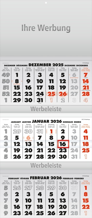 Dreimonatsplaner Business-trio grau