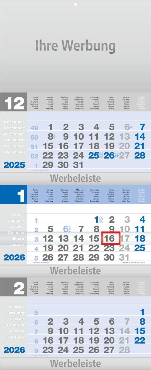 Dreimonatsplaner Design-trio-plus blau