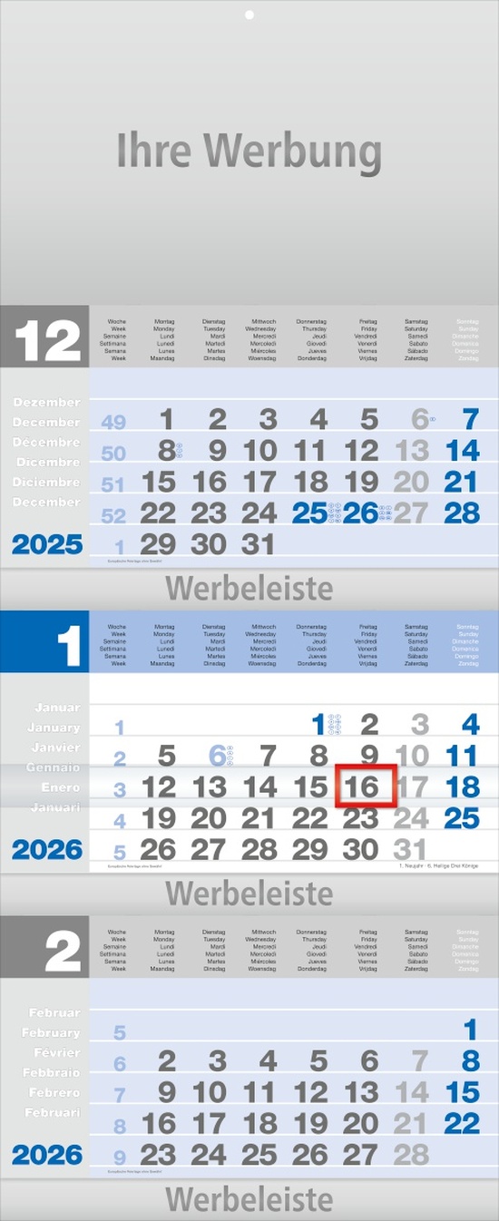 Dreimonatsplaner Design-trio-plus blau