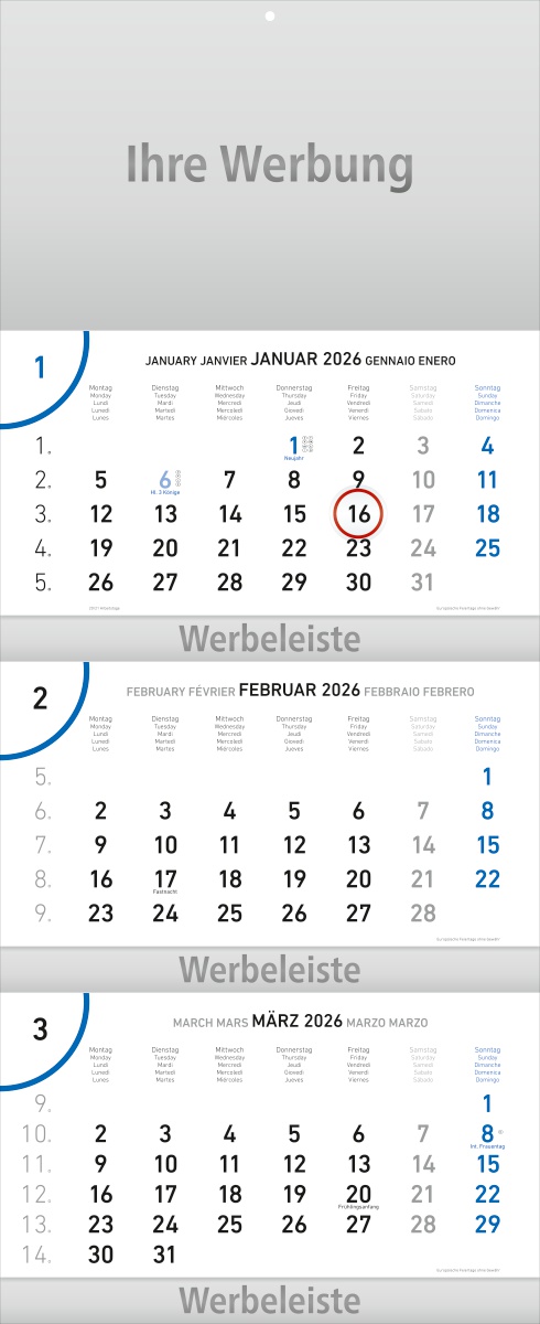 Dreimonatsplaner Future-trio-plus blau
