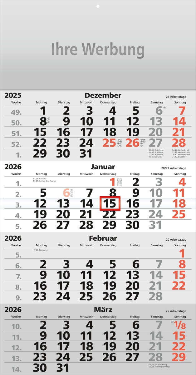 Viermonatsplaner Compact-quattro, rot