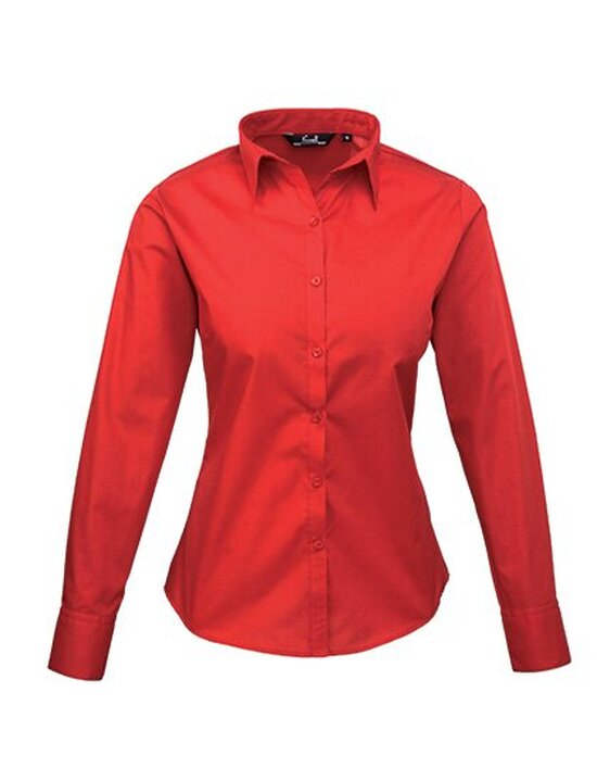 Ladies` Poplin Long Sleeve Blouse