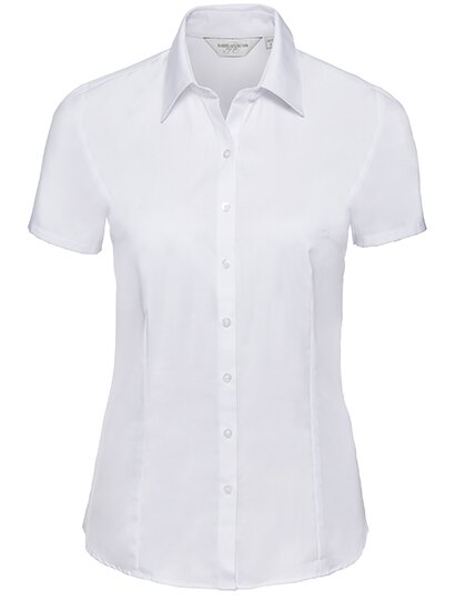 Ladies` Short Sleeve Tailored Herringbone Shirt